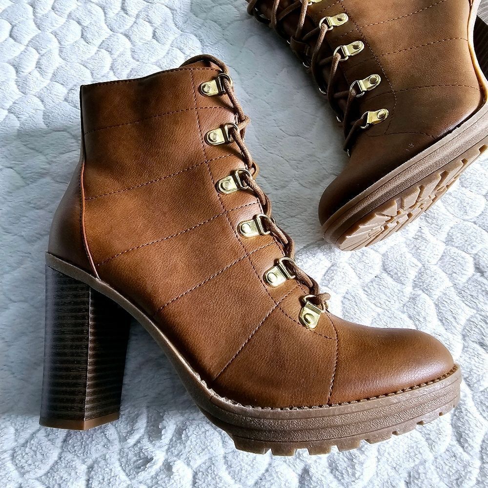 New G by Guess brown boots booties preppy western classy classic 8.5 - Picture 5 of 8